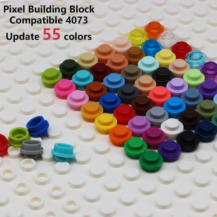 DIY Building Blocks 1x1 Round Plate MOC Pixel Art Kit Bricks Bulk Compatible 4073 Anime Figure Enlighten Toy Gift for Children