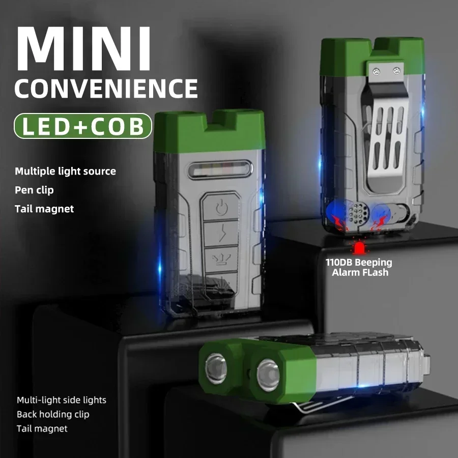 

Мини-светодиодный фонарик с двойным освещением, многоцелевой перезаряжаемый портативный светильник с зажимом для кемпинга, пешего туризма, рюкзака для экстренной помощи на открытом воздухе