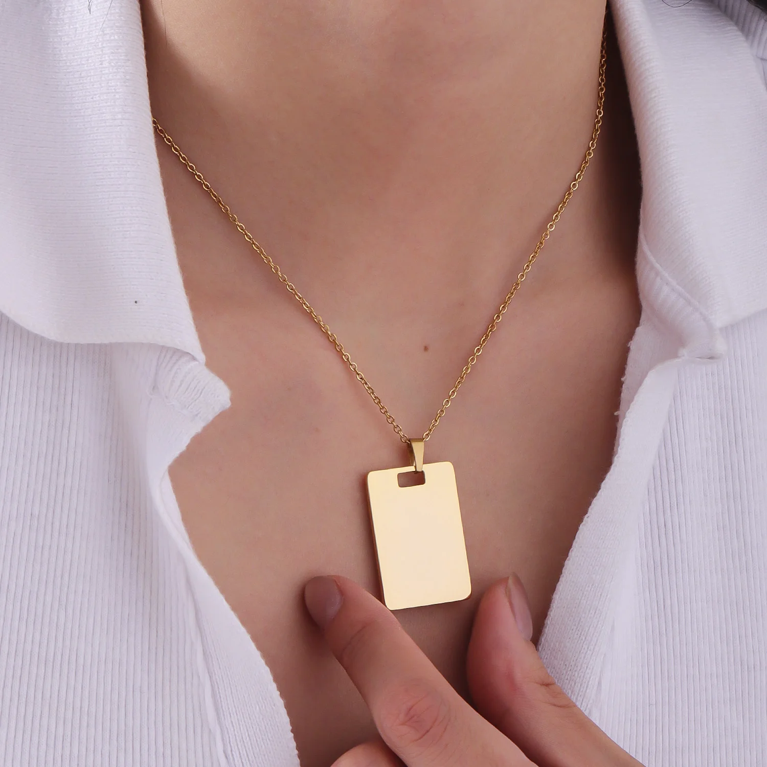 Custom 304 Stainless Steel Laser Cut Blank Plate Pendant Minimalist Buddhist Pendant Necklace Yoga Meditation Gift