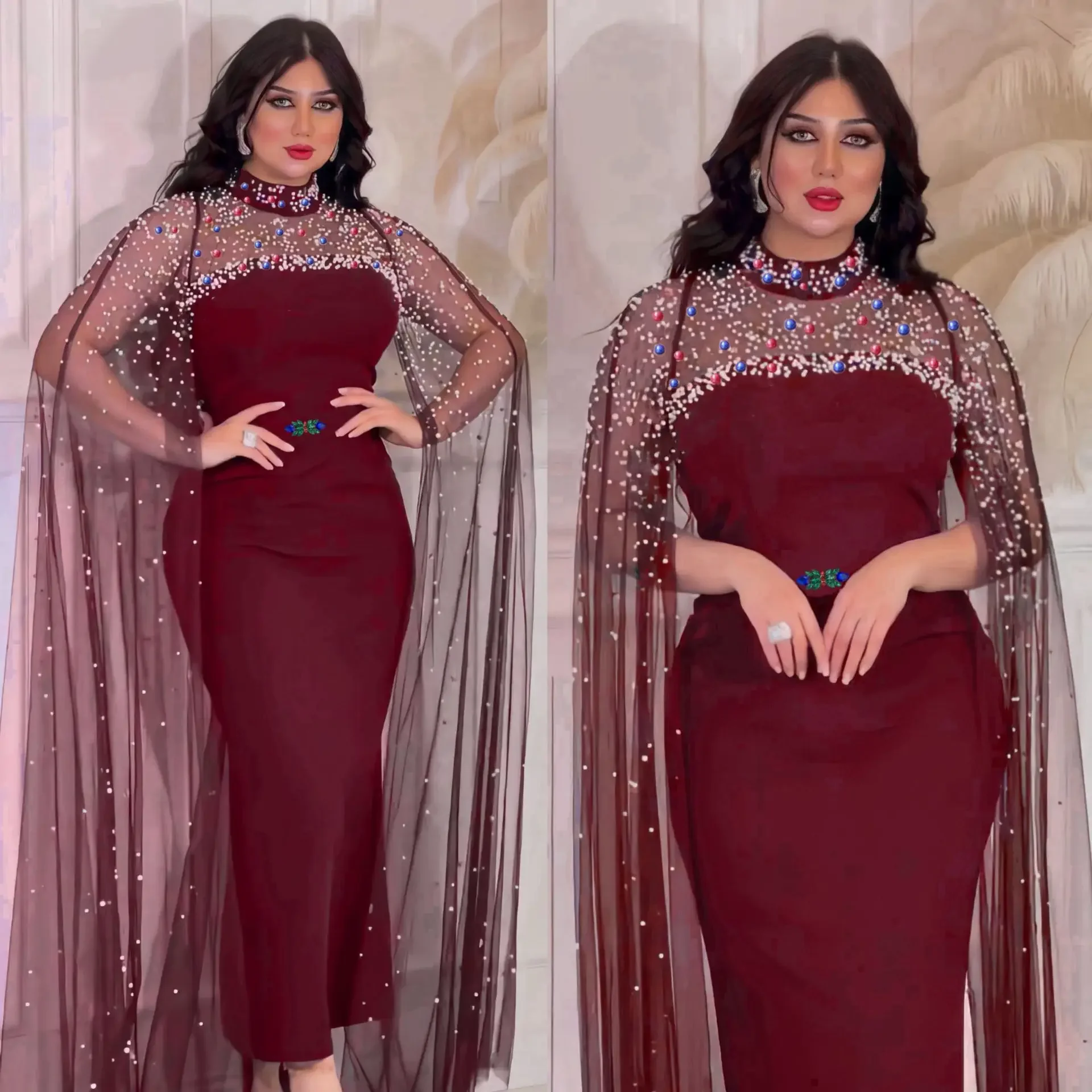 عيد مبارك عبايات أفريقية للنساء فستان سهرة طويل شبكي إسلامي دبي قفطان تركيا رداء عباءة كم ملابس إسلامية للزفاف جديد