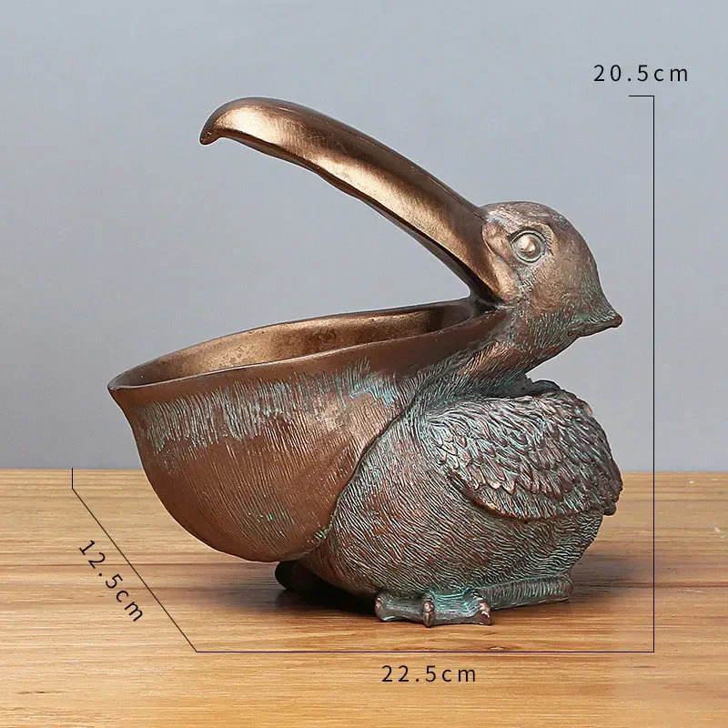Pelican Birds Figurine Candy Dish Desktop Organizer Sculpture Entryway Table Statue Ornament Home Decor