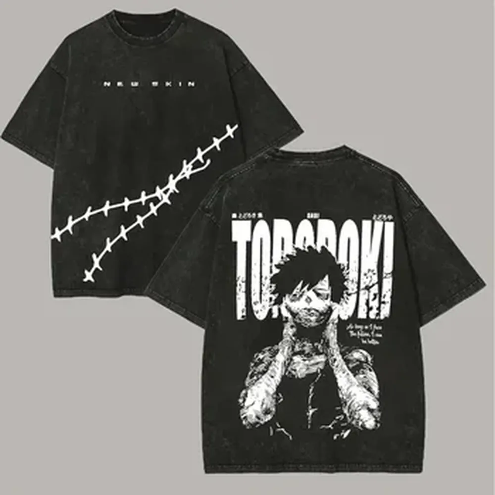 My Hero Academia Dabi Anime T-shirt Men Women Clothing Vintage Y2k Washed Oversized T Shirt Summer Short Sleeve Cotton Tees Tops
