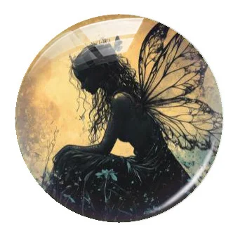 Handmade Halloween Goth Dark Angel Winged Fairy Round Photo Glass Cabochon Flatback Demo Flat Back Cameo For Diy Jewelry Making