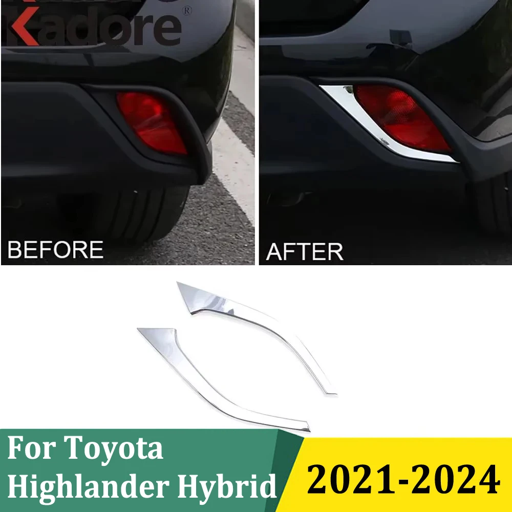 

For Toyota Highlander Hybrid 2021-2023 2024 Chrome Rear Fog Lights Lamp Cover Tail Foglight Protector Trim Exterior Accessories