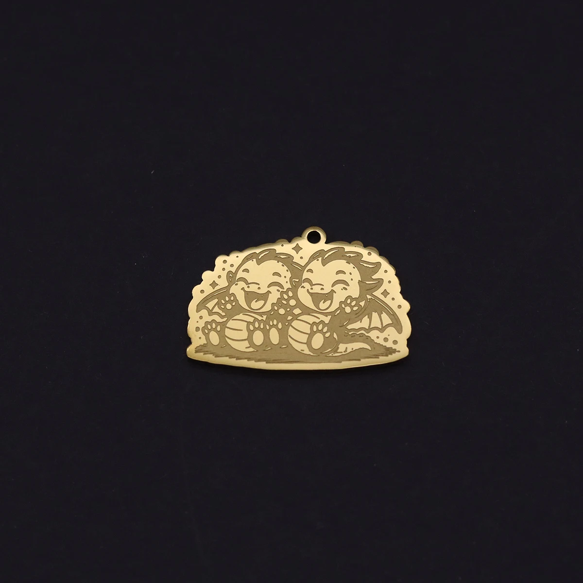 2pcs Cute Twin Laughing Dragon Pet Stainless Steel Pendant Charms for Jewelry Making Necklace Craft Animal diy Accessories Gifts
