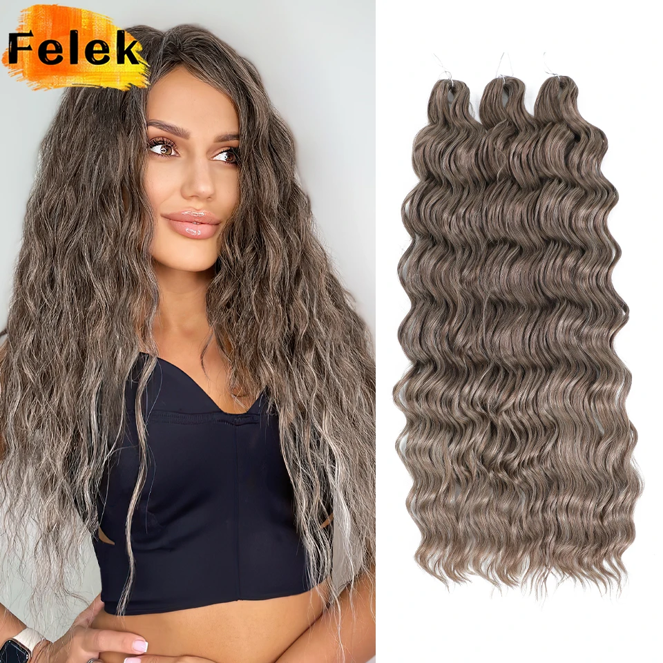 Anna Wave Synthetische Losse Diepe Golf Vlechten Hair Extensions 24 Inch Water Wave Gehaakte Vlecht Haar Ombre Bruin Roze Afro Krullen