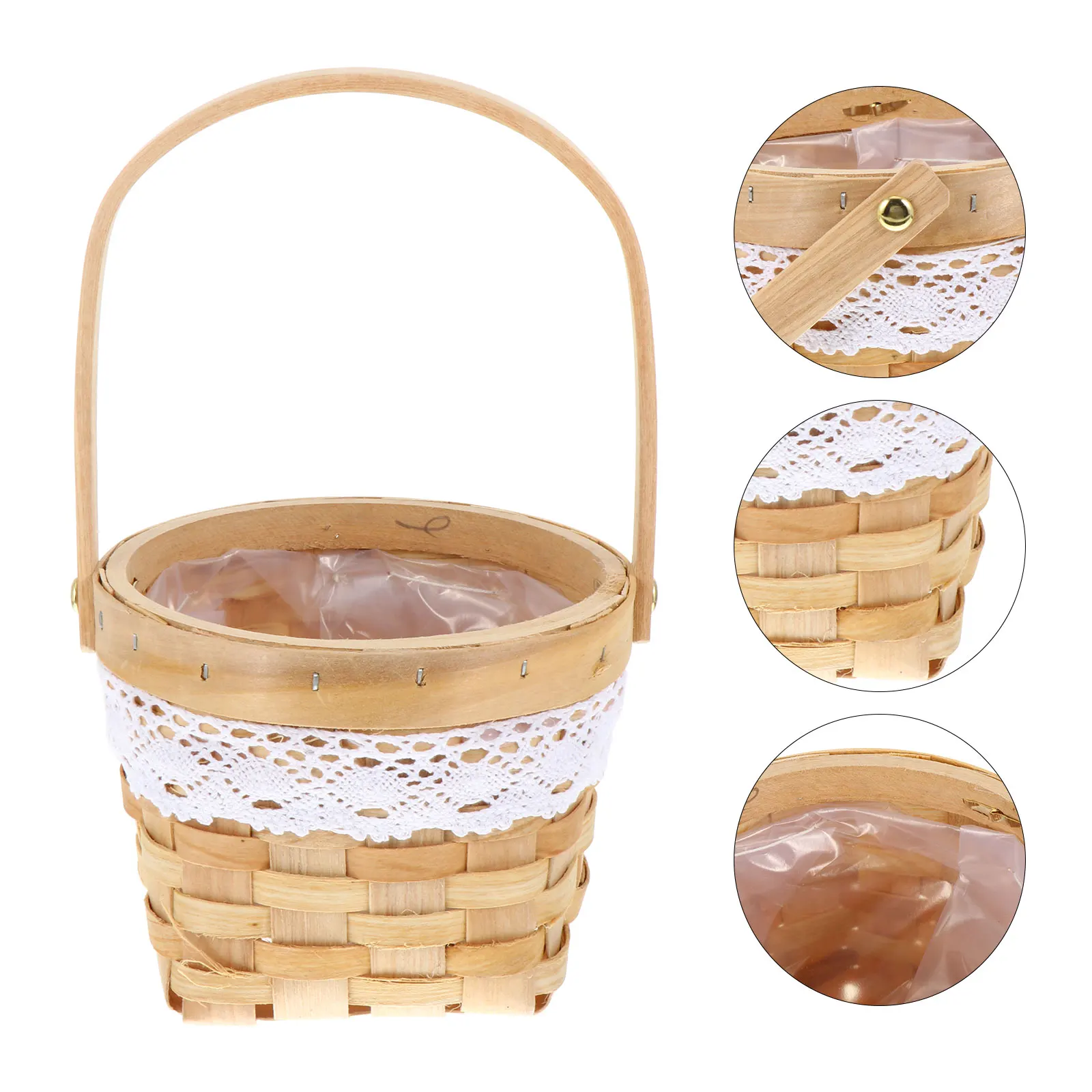 

Rattan Flower Basket Handwoven Wicker Storage Basket Multi-functional Wood Plant Container for Home Kitchen Decoration Gift Use