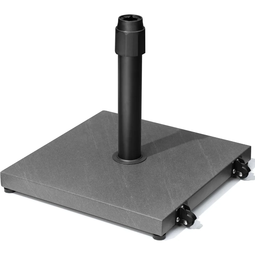 

Patio Umbrella Base with Wheels - Heavy Duty Outdoor Patio Market Umbrella Stand for Deck with Rollers, Poolside, Balcony,