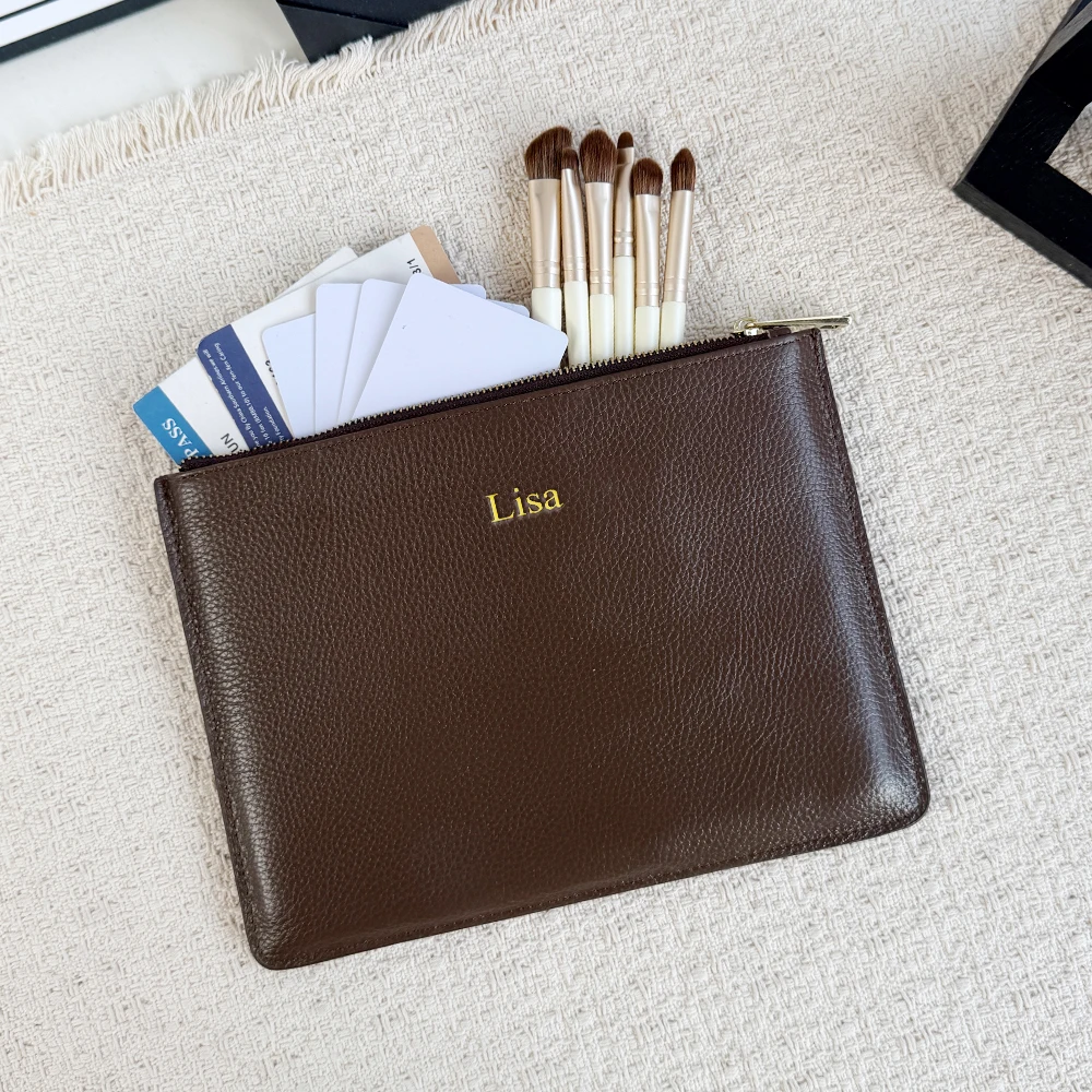 Customized Name PU Leather Storage Bag, Small Wallet, Large Capacity, Simple and Elegant Storage Bag, ID Bag