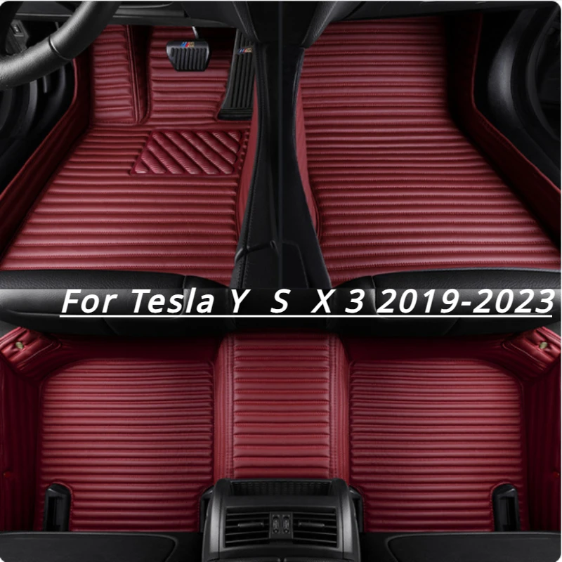 

Custom Car Floor Mats for Tesla Model 3 X Y 2020- 2023 2024 Cargo Liner Trunk Pad Waterproof Protective Auto Accessories leather