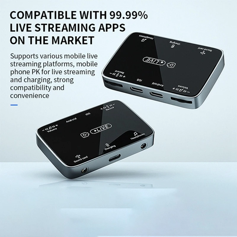 Top-2 In 1 Live Broadcast Sound Card Adapter Suitable For Lighting/Typec Universal Stereo Karaoke And Microphone Artifact