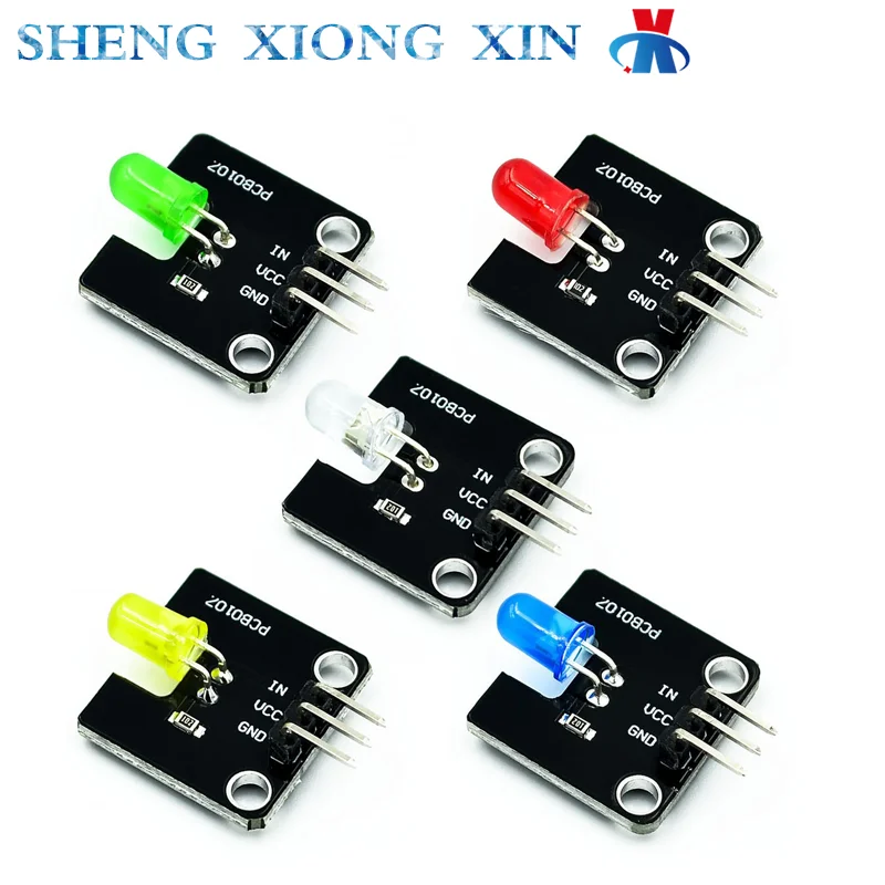 

10pcs/Lot Electronic Building Blocks 5mm LED Light Emitting Module Green/Red/White/Yellow/Blue