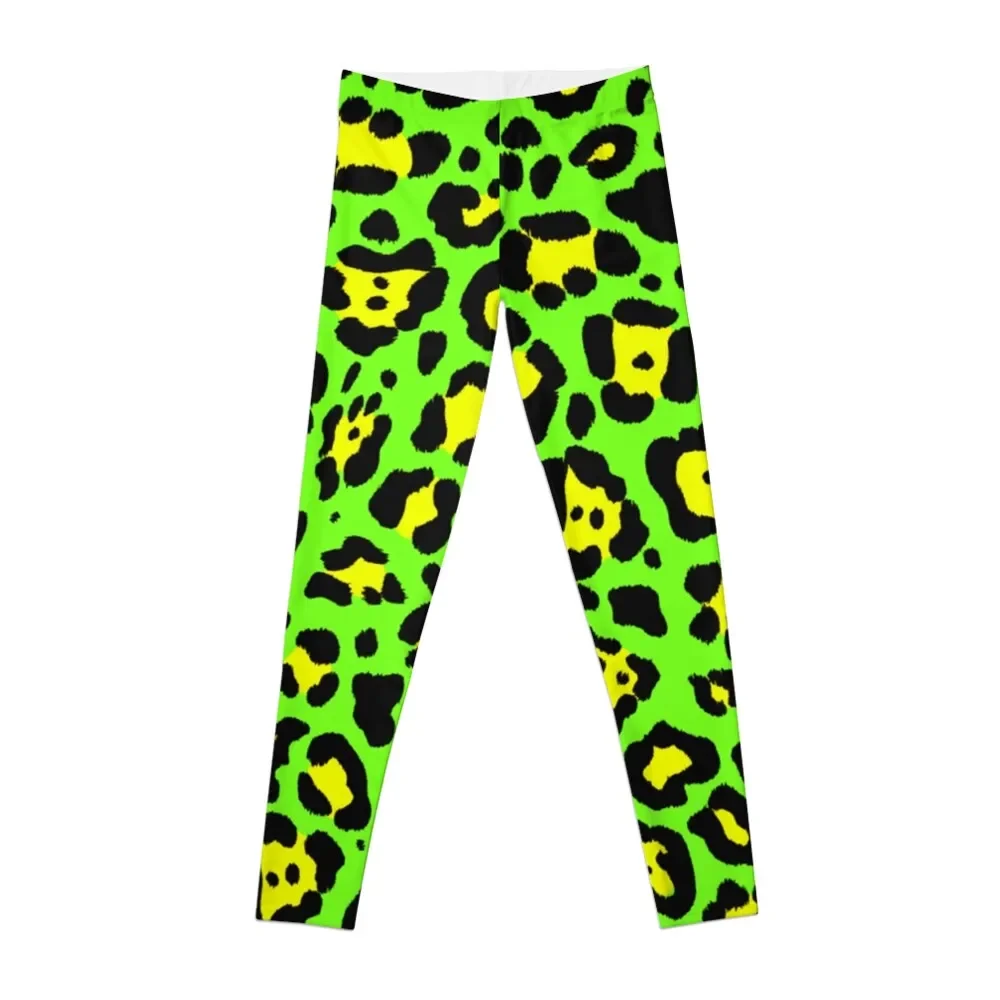 Neon Green Leopard Print - Roar Leggings fitness set gym Pants sport Women\'s sportswear jogging pants Womens Leggings