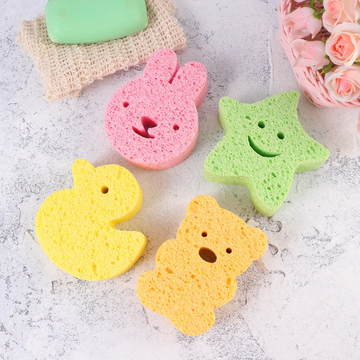 

4 шт. губки для душа для ванны, высокая прочность, супер впитывающий, очаровательный дизайн, подходит для всех возрастов, губка для душа, губка для душа