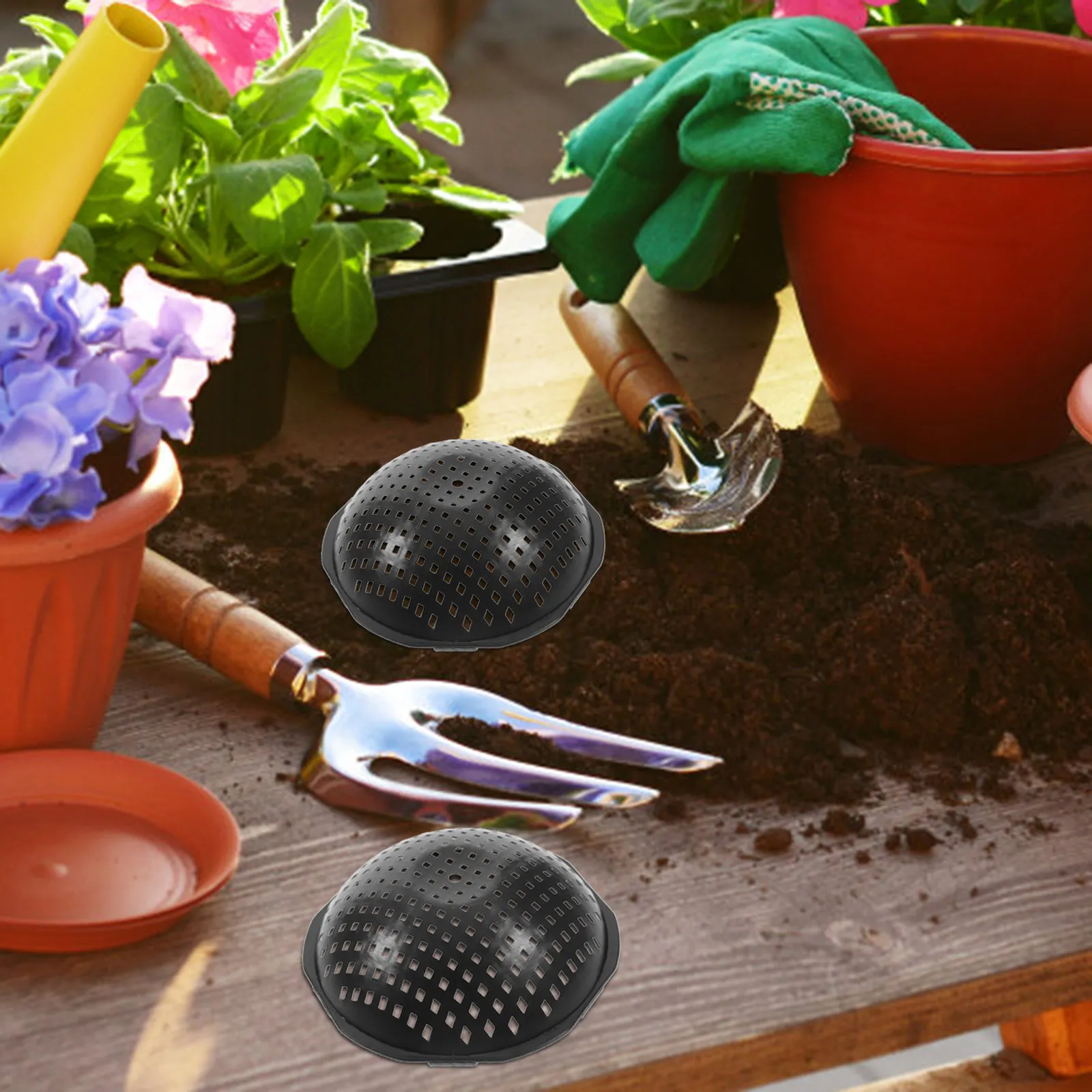 50 unidades de rejillas de drenaje de plástico para macetas, almohadillas de malla ventiladas para el suelo, para cerámica y terracota