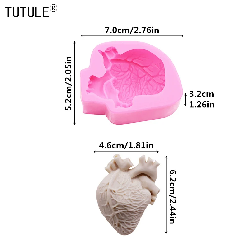 3D organ heart flip candy silicone mold Halloween brain cake clay mold DIY drip baking chocolate tools