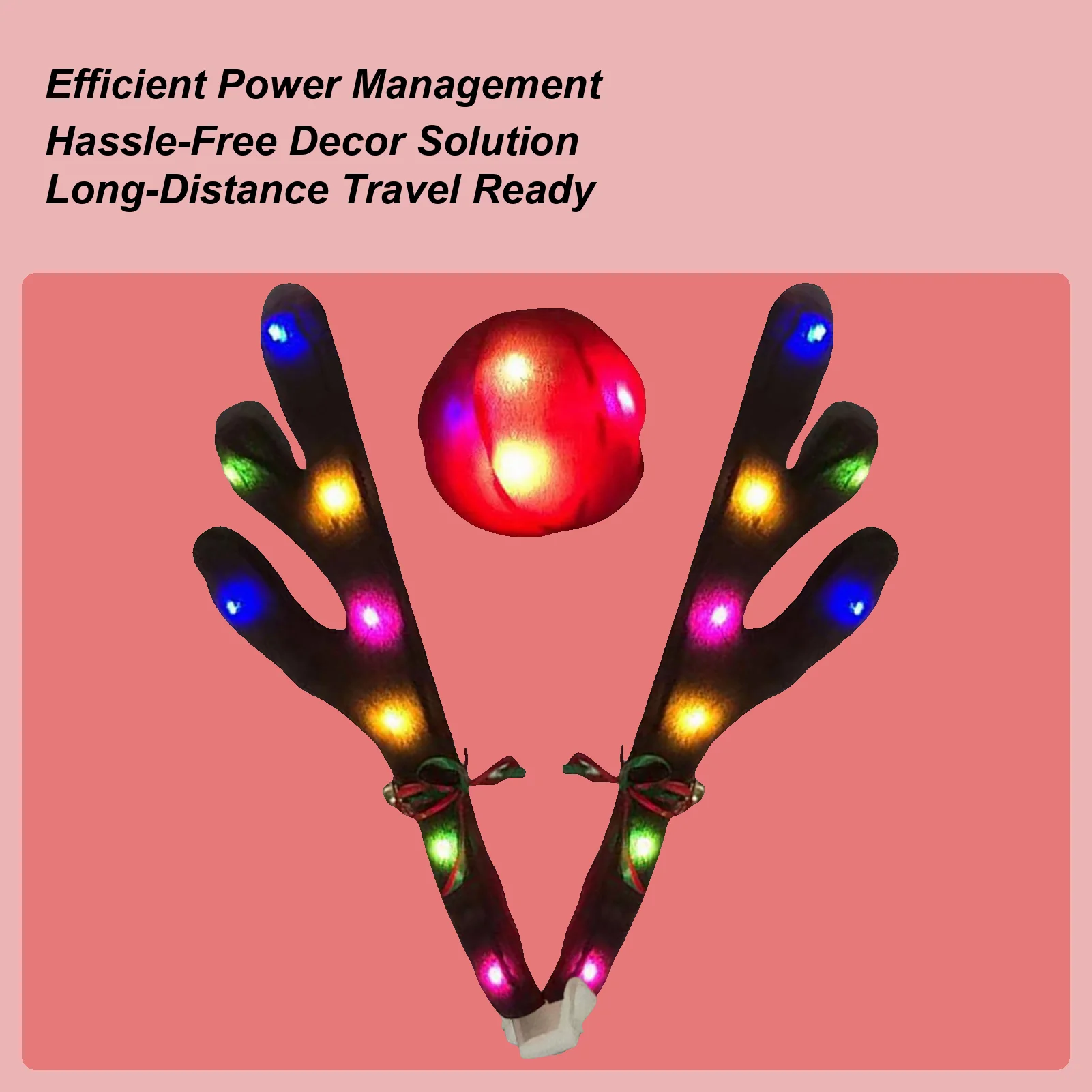 

Reindeer Antlers For Cars With Jingle Bells Cute LED Photo Props Nose Christmas Car Decor For Travel Daily Special Occasions