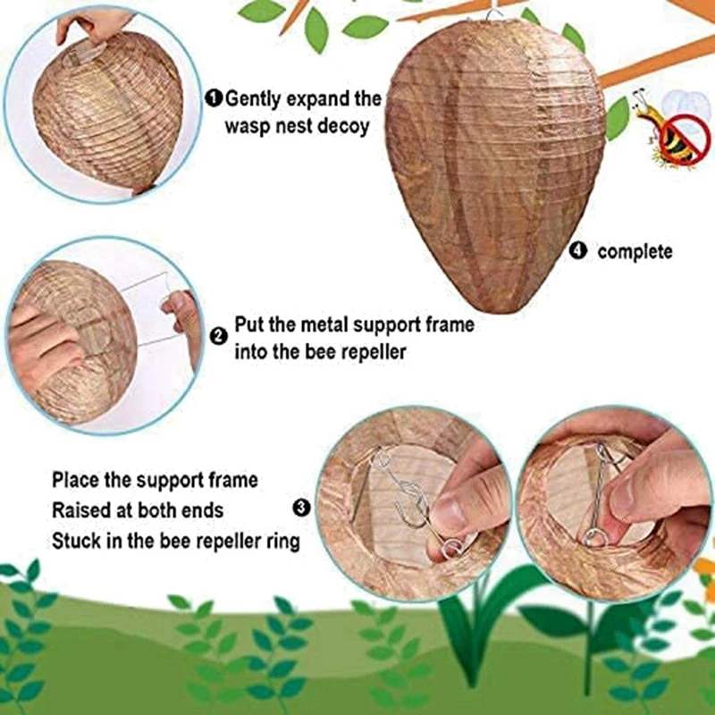 ABYO Nest Decoy, 12 Pieces Hanging Fake Nest Natural Fake Nest Repellent Waterproof Safe Fake Trap Non-Toxic Paper Decoy