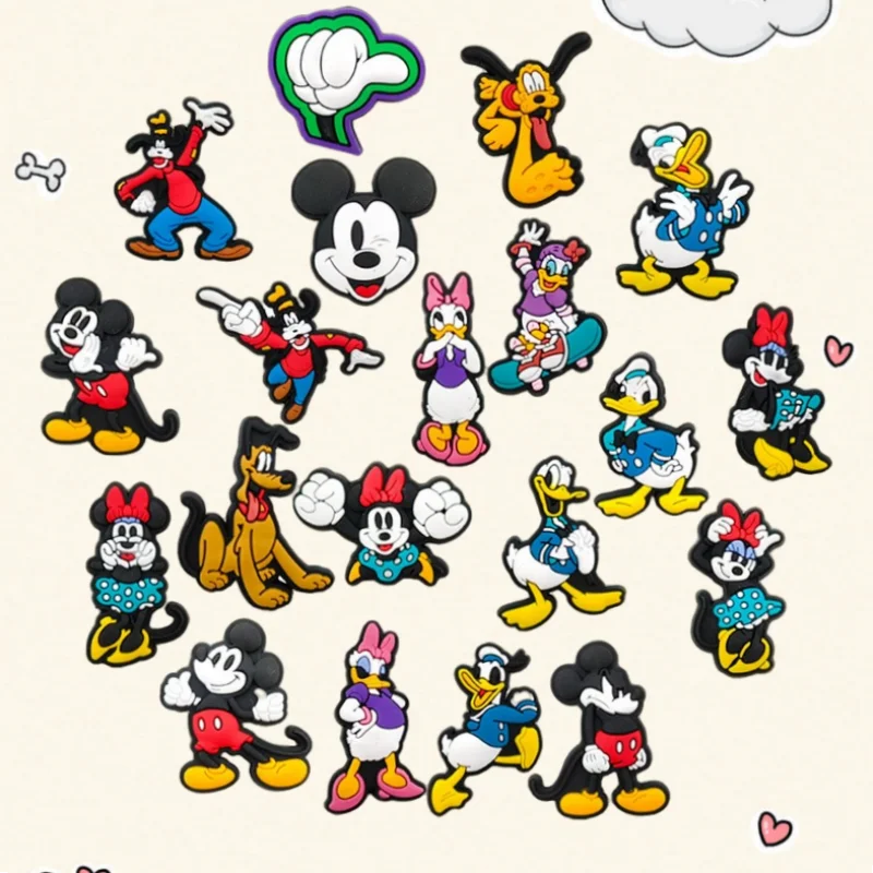 

20Pcs Mickey Minnie Charms Cute Cartoon DIY Sandals Accessories for Girls Kids Clogs Decorative Shoe Charms Gift Set