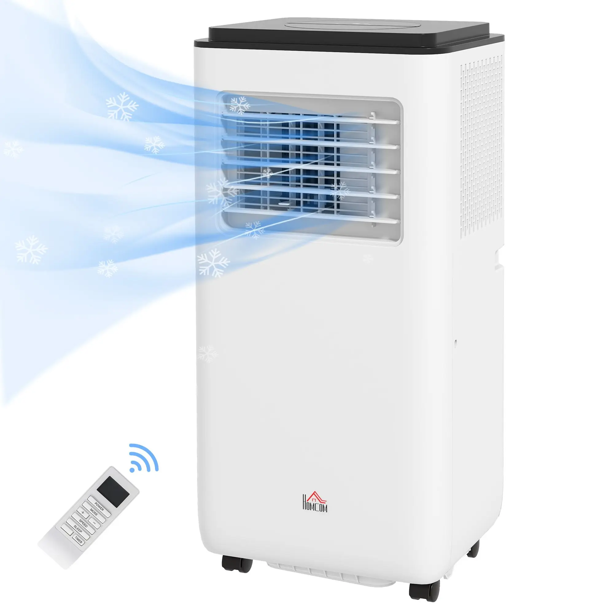 HOMCOM Aire acondicionado móvil de 8.000 BTU 345 pies cuadrados. Ft., Ventilador deshumidificador Auto Sleep con temporizador de encendido/apagado de 24 horas, kit de ventana, blanco