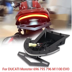 For DUCATI Monster 696 795 796 M1100EVO Motorcycle Rear Tail Light Brake Turn Signals Integrated LED License Plate Bracket