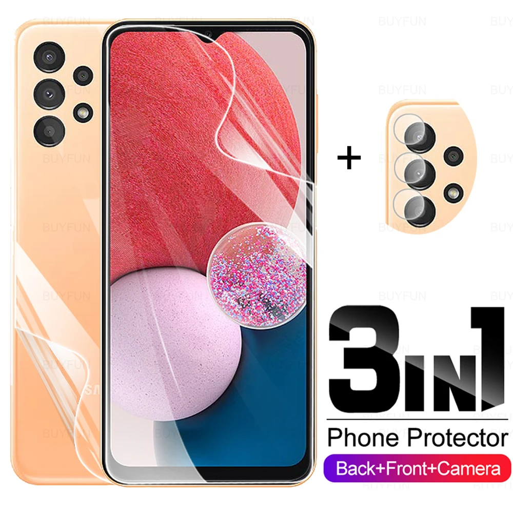 3in1เลนส์กล้องสำหรับ Samsung Galaxy A13 4G 5G Samsung A53 A73 A33 A23 A03s A03 Core หน้าจอ Hydrogel ฟิล์ม Protector