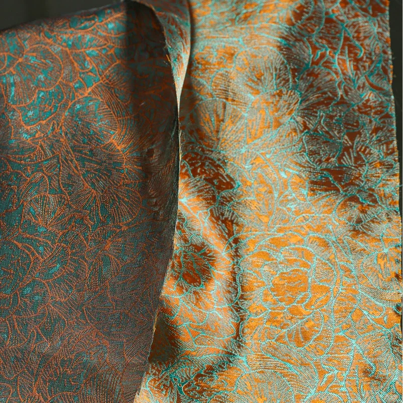 

Лотос Оранжевый Зеленый Текстура Жаккардовый Хрустящий Светоотражающий Позолоченный Костюм Куртка Лошадиное Лицо Юбка Дизайнерская Одежда Ткань