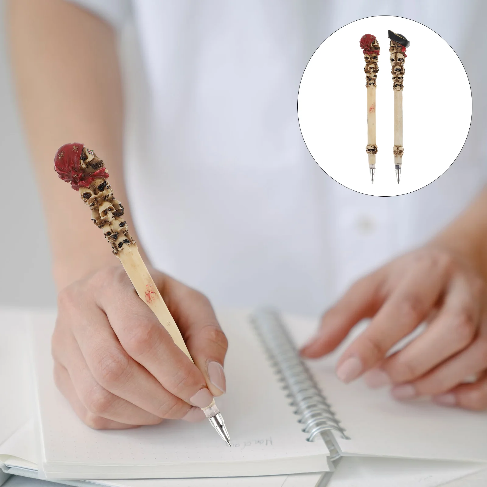 

2 Pcs Skull Pen Resin Pens Ballpoint Writing Office Decorative Children Adornments