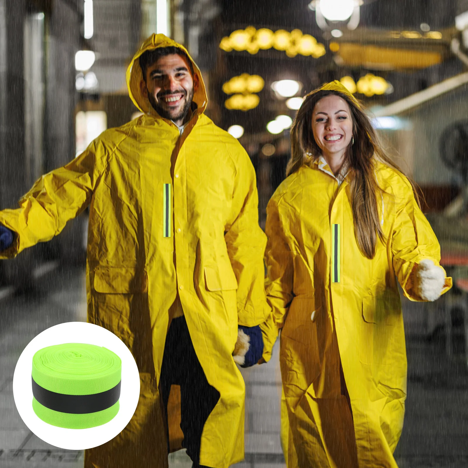 

2Pcs Reflective Ribbon Strip Polyester Fabric Fluorescent Warning High Visibility Sewing Cloth for Clothes Backpacks