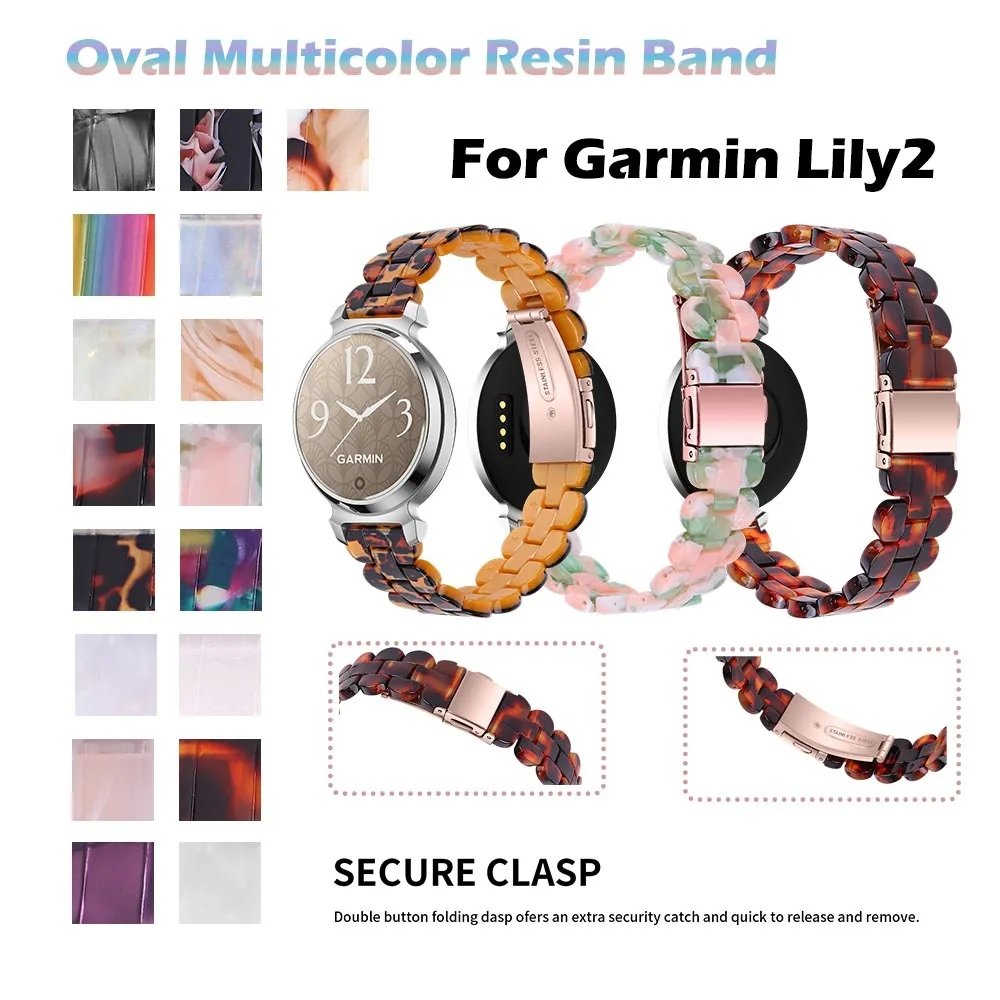 

Fashion Resin Band for Garmin Lily 2 Strap Quick Release Replaceable Metal Folding Clasp Colorful Strap for Garmin Lily 2 Strap