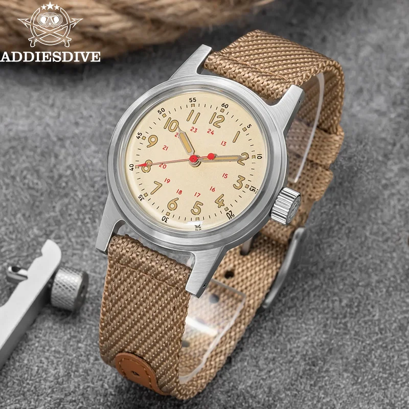 

ADDIESDIVE автоматические часы для мужчин NH35A 200 м водонепроницаемые пузырьковые кристаллы AR покрытие C3 светящиеся механические полевые часы-пилот