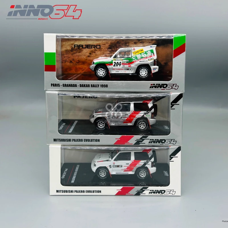 1:64 Mitsubishi Oil PAJERO GRANADA Dakar Rally liga Grand Finale modelo de carro de simulação em miniatura, ornamento colecionável, brinquedo personalizado