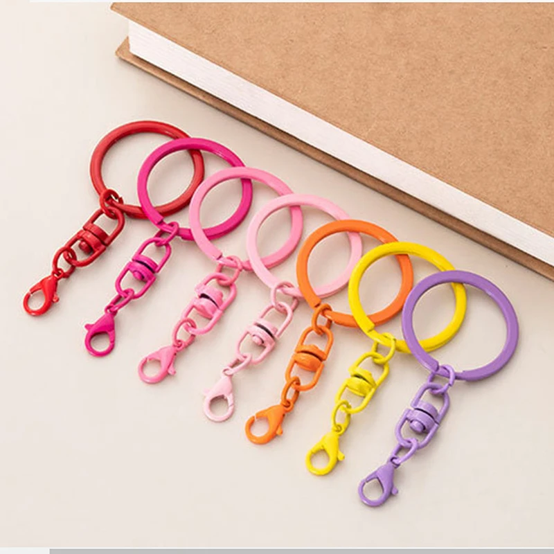 1PC Candy Color Keychain Connector Accessories Keyring Lobster Clasp Hook With Rotating Buckle For DIY Jewelry Making