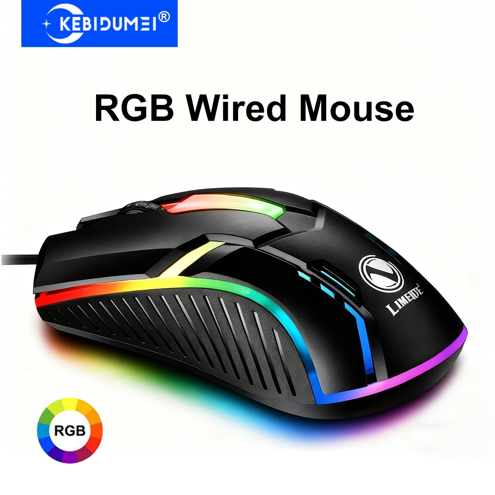 Kabelgebundene Maus RGB Bunte Hintergrundbeleuchtung E-Sport-Gaming-Maus USB-kabelgebundene Mäuse Büromaus für PC Desktop Laptop Computer Windows iOS