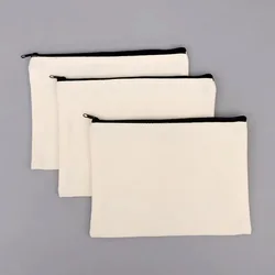 10/5/3 Pcs/Lot Student School Canvas Zipper Storage Bags DIY Blank Craft Cosmetic Ziplock Cotton Pouches for Pencil 21x13cm