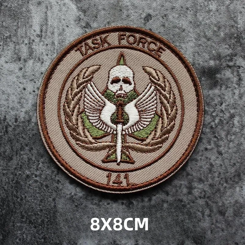 Call of Duty Skull Embroidered Hook&Loop Patches Tactical TASK FORCE 141 CODE Armband Military Morale Badge Backpack Stickers