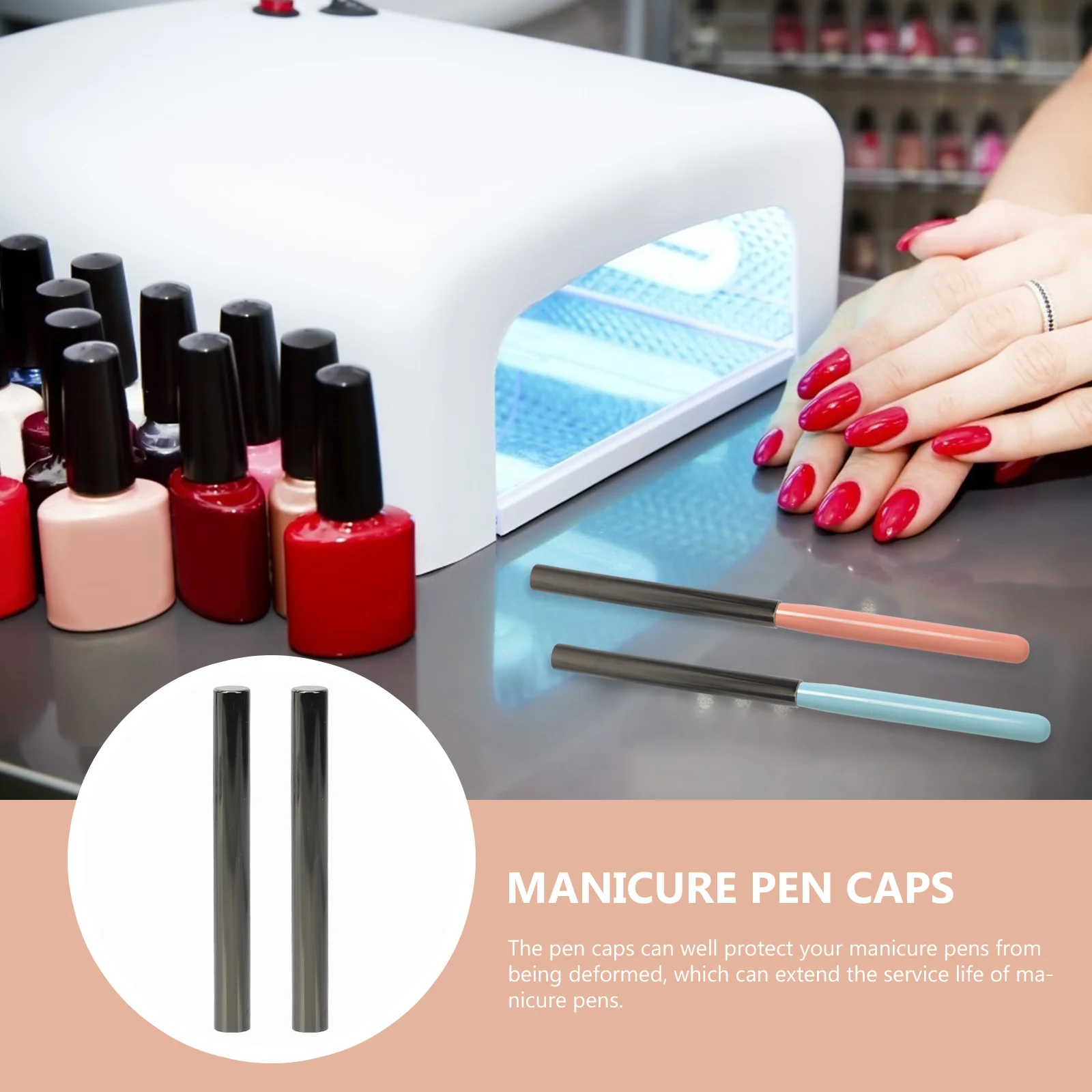

5Pcs Nail Pen Caps Manicure Brush Covers Metal Protective Caps Sealed Design for Nail Art Precision and Durability