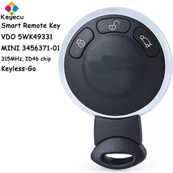 KEYECU Keyless Go Smart Remote Key With 3 Buttons for BMW Mini Cooper R56 Cabrio R57 Clubman Countryman R60 Fob 5WK49331 315MHz