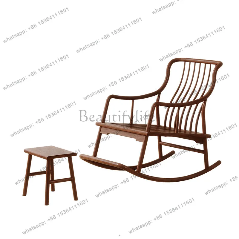 

Solid wood rocking chair balcony living room B & B single rocking chair lazy sofa
