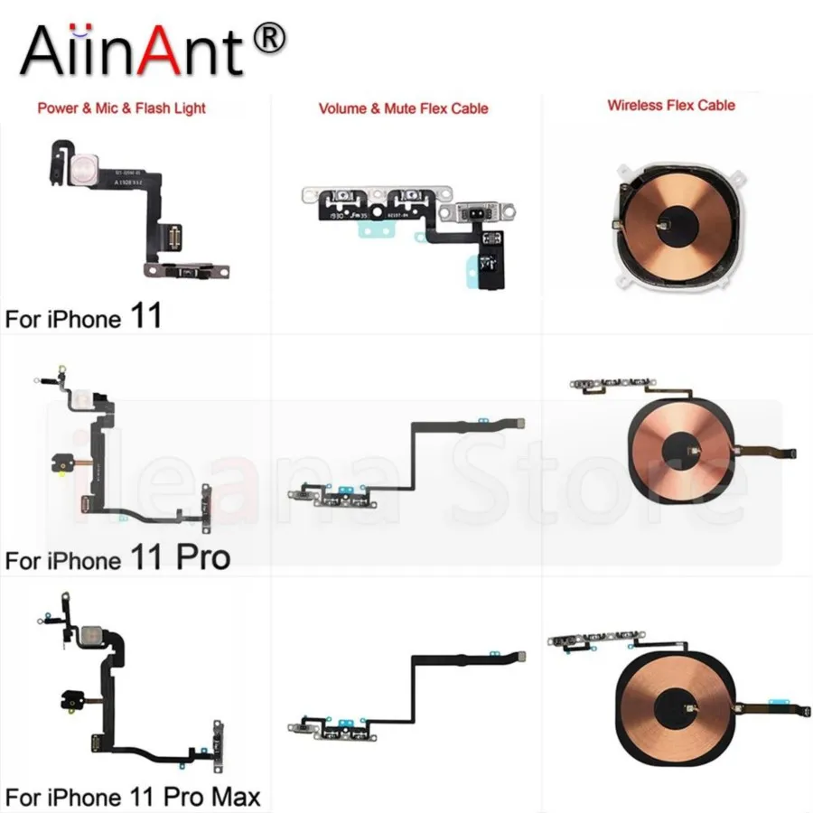 

Aiinant Power Volume Button NFC Wireless Charging Flash Light Power Flex Cable For iPhone 11 Pro Max Phone Parts