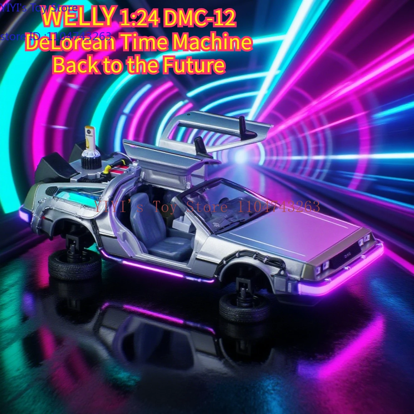 

WELLY Diecast 1:24 Scale Model Car Toy DMC-12 For Movie Back to The Future Part 2 Metal Alloy Toy Car For Kids Gift H25L26