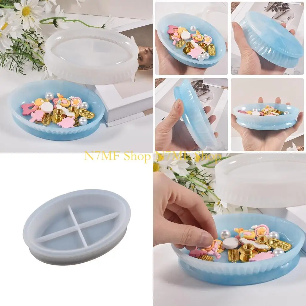 

N7MF Силиконовые плесени овальные полосатые кружевные овальные формы для подносов эпоксидной смолы формы для хранения