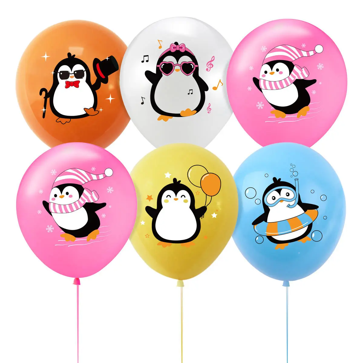 Penguin Theme Party Decoration, Penguin Happy Birthday Banner Pull Flag, Penguin Balloon Set, Children\'s Birthday Cake Inserts