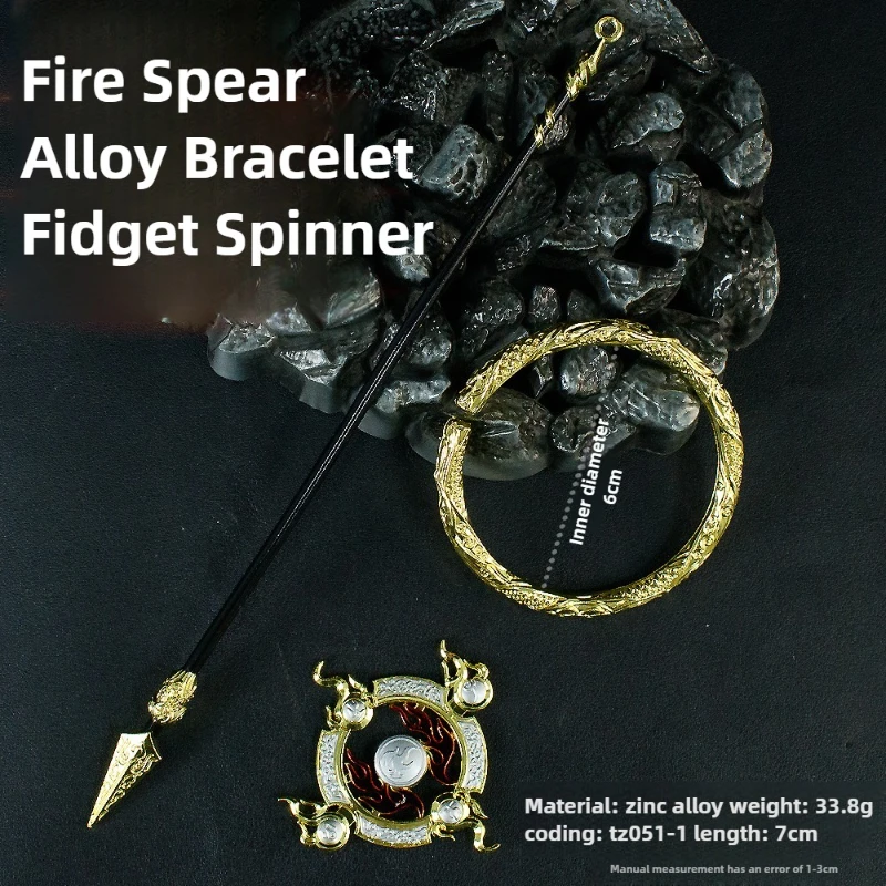 22 cm/8,66 pouces Ne Zha jouet lance de feu Qian Kun cercle Bracelet vent roue de feu arme garçon Collection cadeau ornements affichage de bureau