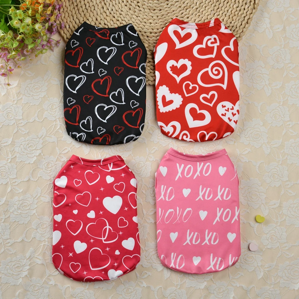 Dog Clothes for Small Medium Dogs Cute Valentine Pet Clothing Puppy Cat Vest T-shirt Pet Clothes Dog Costumes Shirt Dog Supplies