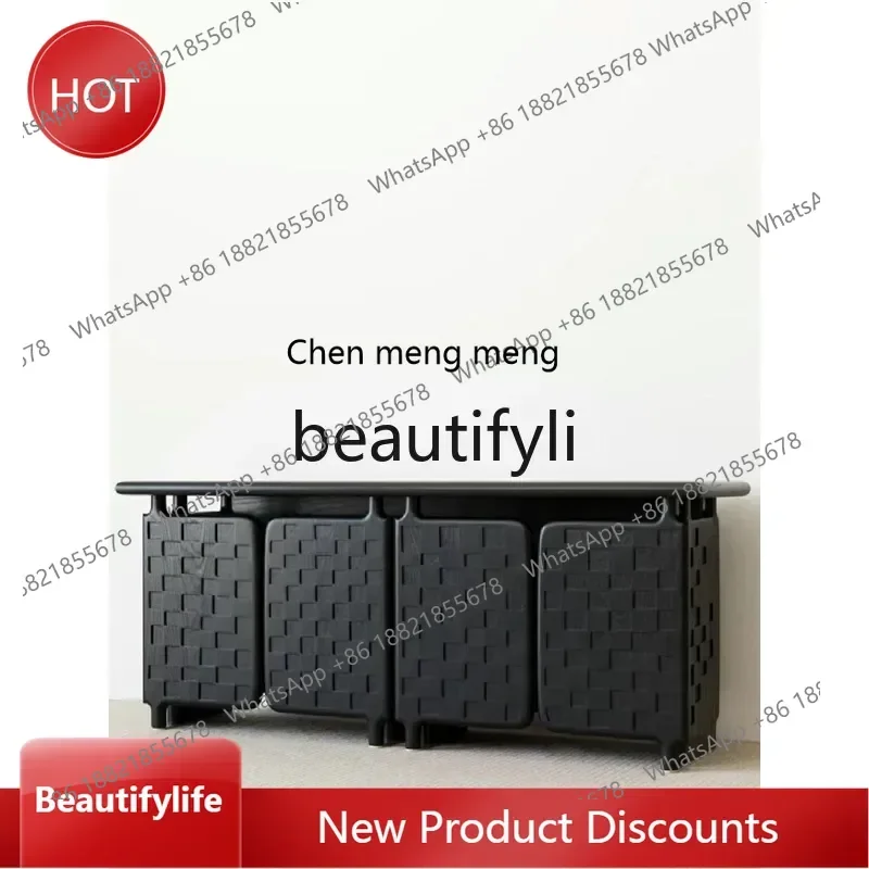 cn8350 ss Vintage Wabi-Sabi Style Solid Wood Sideboard Creative Entryway Cabinet Simple Living Room High-End Black Storage Cabin