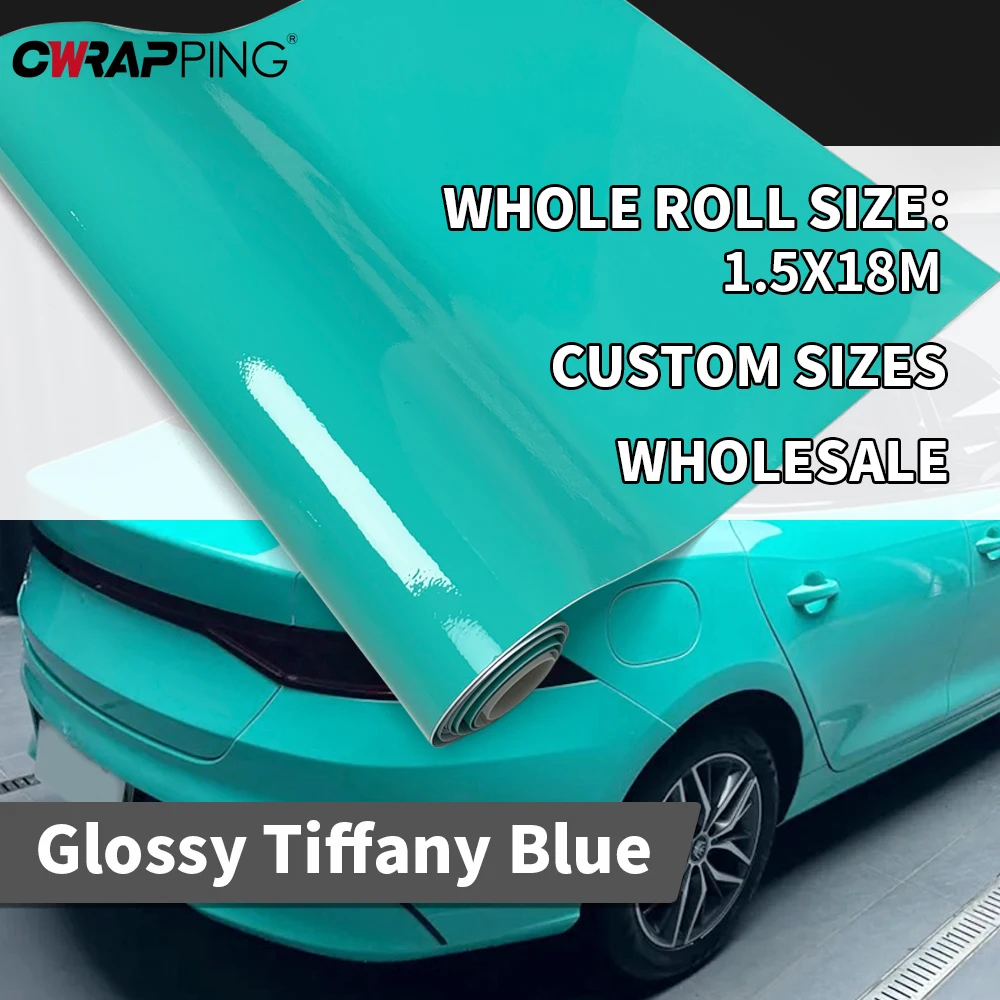 سيارة لاصق الفينيل التفاف تيفاني الأزرق ملصقات السيارات الفينيل الخارجي فيلم التفاف احباط الجسم تغطي ملصق مخصص السيارات #1