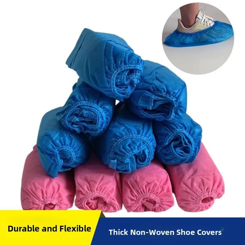 Disposable Thickened Non-woven Shoe Covers for Home Indoor Use in Computer Room Student Wearable Anti-slip Foot Covers Pack o...