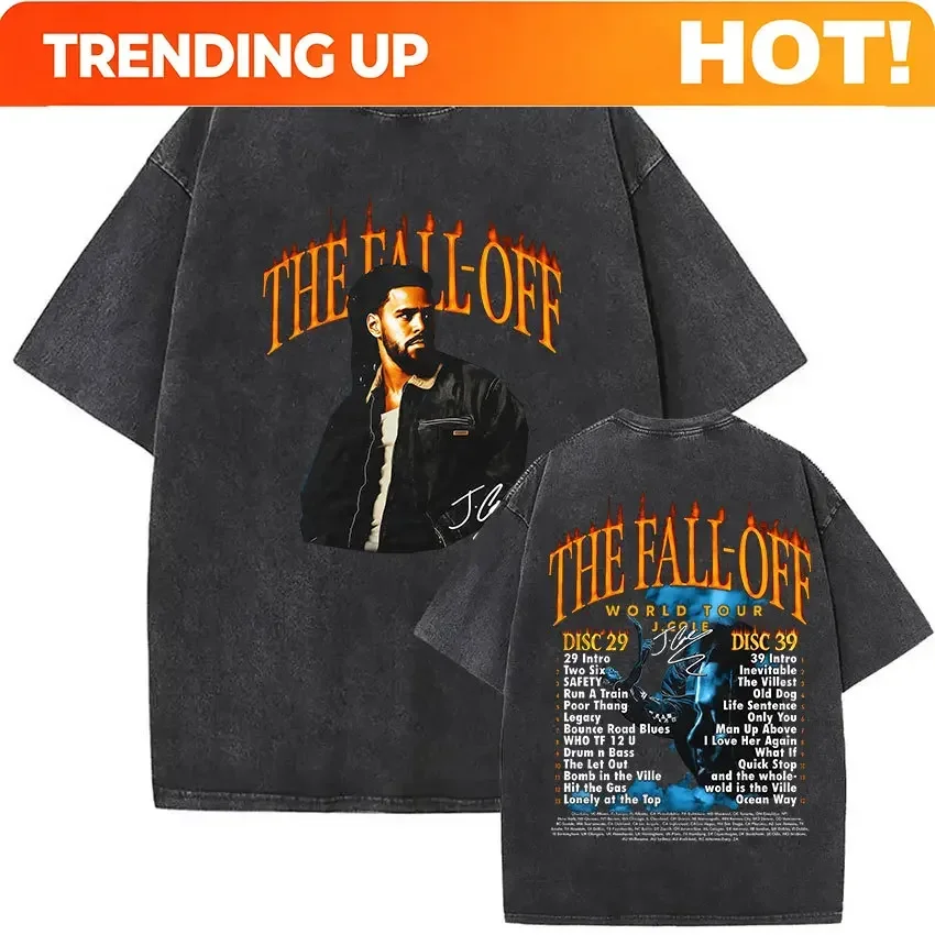 Customization Shirt Vintage Washed J.Cole The Fall Off Album 2026 Graphic T Shirts Men Women Gothic O-Neck Fashion Oversized T-s