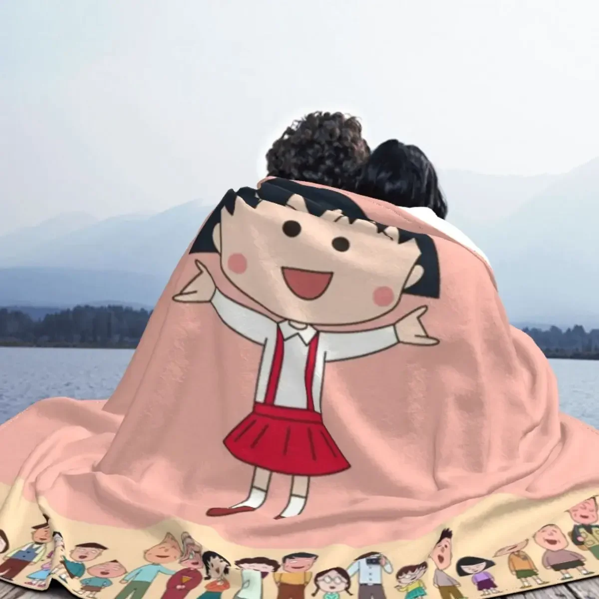 Chibi Maruko Chan Blanket Fleece Textile Decor Cute Girl Breathable Ultra-Soft Throw Blankets for Bed Travel Bedding Throws